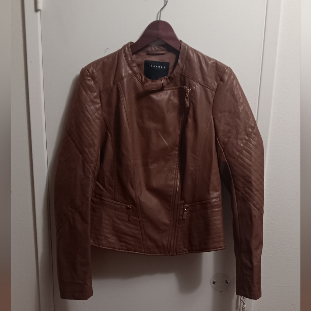 "Therapy" caramel browncolor biker Jacket